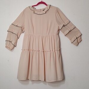 Who What Wear Peach and Black Ruffled Sleeve and collar Size L